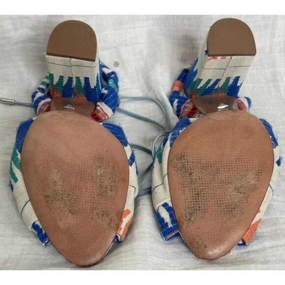 Schutz X Revolve Aliya Women Multicolor Leather Strappy Block Heel Size 8.5 - Picture 8 of 8